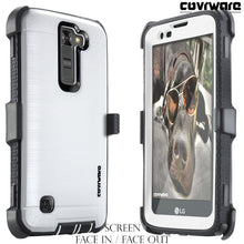 Load image into Gallery viewer, LG K7 / Tribute 5 / Escape 3 / Treasure / Phoenix 2, [IRON TANK] Brushed Metal Texture Designed Holster Case With Built-In Screen Protector - COVRWARE
