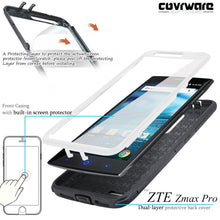 Load image into Gallery viewer, ZTE Zmax Pro (Z981) [IRON TANK Series] Brushed Metal Texture Holster Case with Built-in Screen Protector [Kickstand] - COVRWARE
