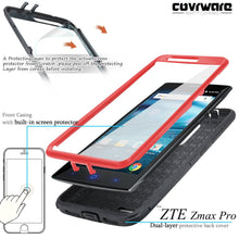 Load image into Gallery viewer, ZTE Zmax Pro (Z981) [IRON TANK Series] Brushed Metal Texture Holster Case with Built-in Screen Protector [Kickstand] - COVRWARE
